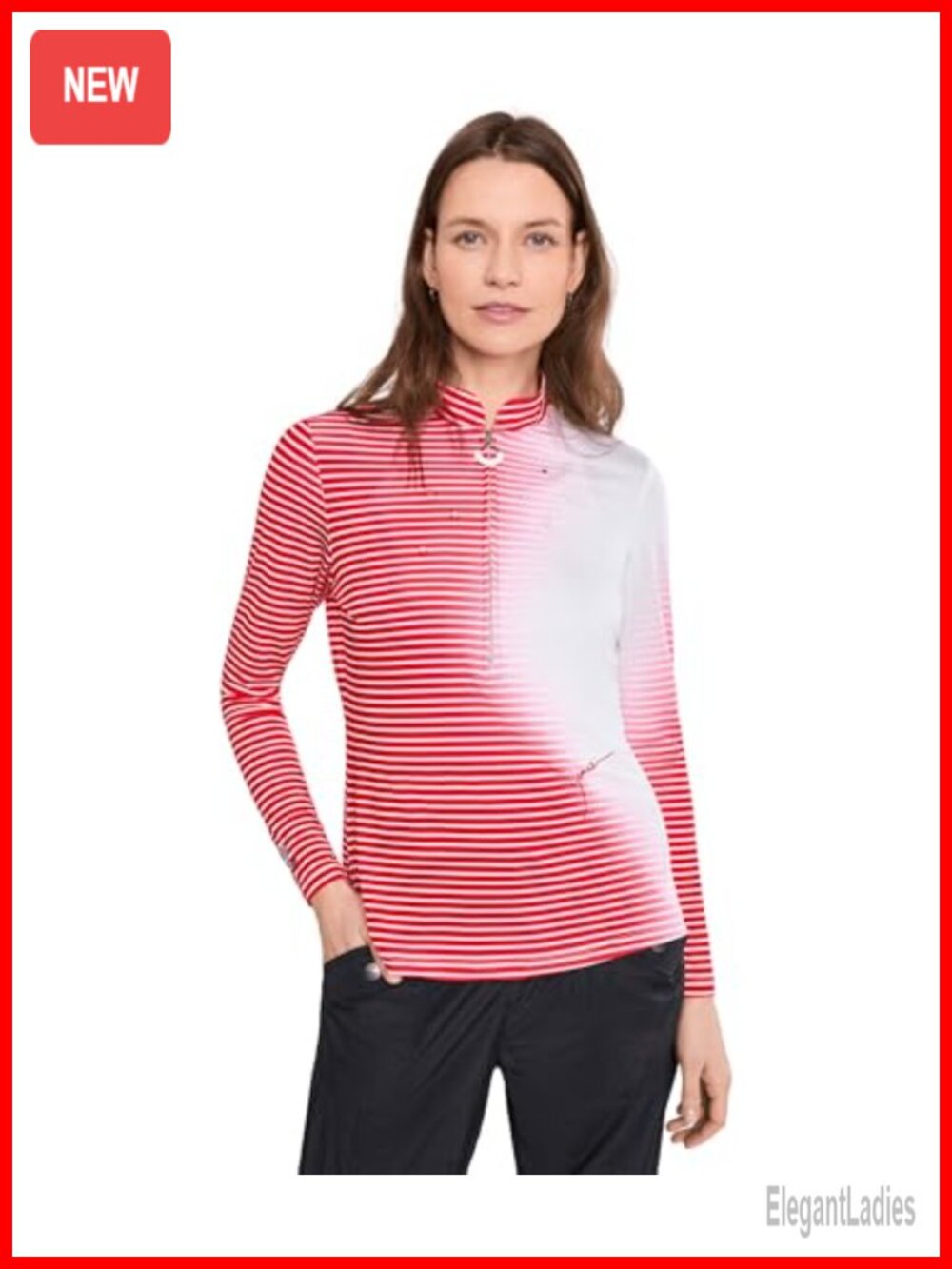 Women's Performance Mock Neck 1/4 Zip Long Sleeve Top Gradient Stripe